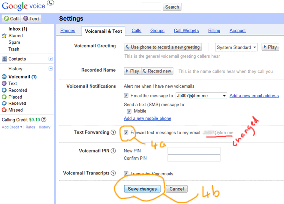 google voice text 5